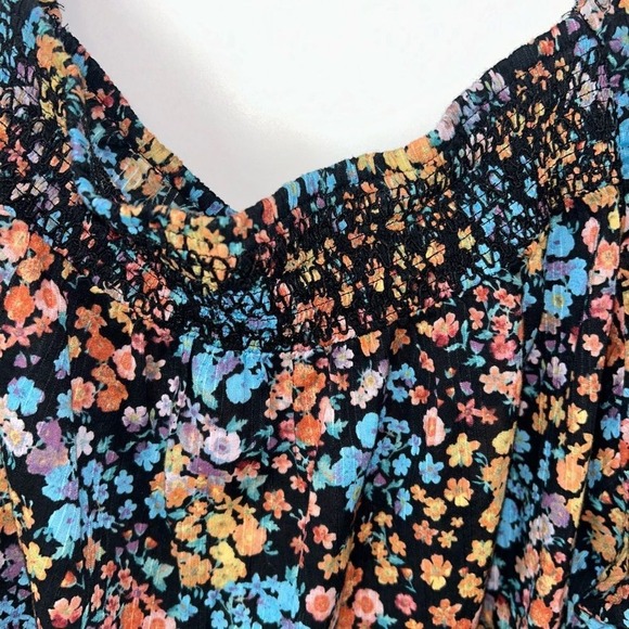 a.n.a. woman's ruched off shoulder floral‎ navy short sleeve flowy top size 2X - Picture 7 of 8